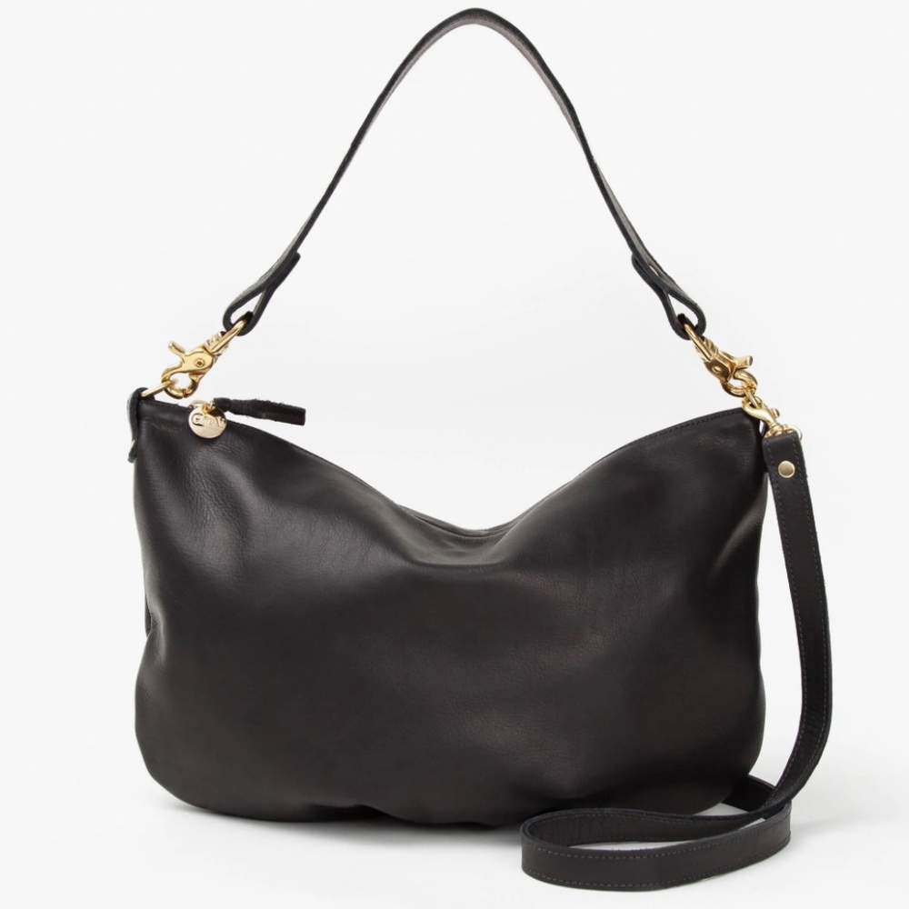 Clare V Moyen Messenger Bag in Black Leather